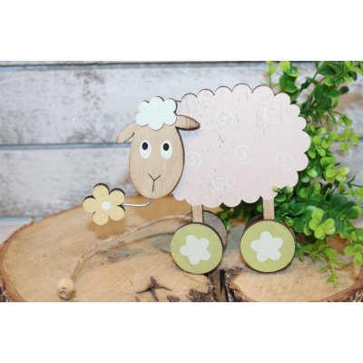 Dakls Dřevěná ovečka s kolečky Růžová – Hledejceny.cz