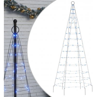 vidaXL LED vánoční stromek na stožár 200 LED diod modrá 180 cm – Zbozi.Blesk.cz