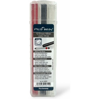 Pica tuhy náhradní hranaté pro tužku BIG Dry univerzální 12 ks červená+černá+bílá 6045