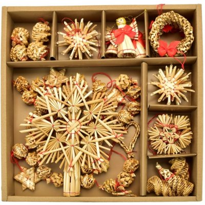 DOMMIO Slaměné ozdoby se špičkou a řetězem 27 ozdob – Zboží Mobilmania