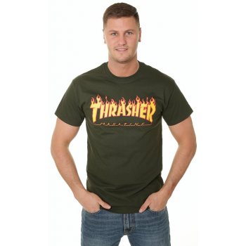 Tričko Thrasher Flame Logo Forest Green