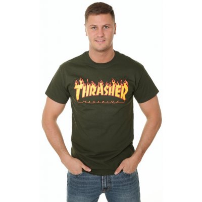 Tričko Thrasher Flame Logo Forest Green