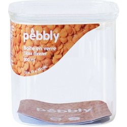 Pebbly Dóza PKV-044 skleněná čtverec skleněné víko 800 ml 11 x 11 x 11 cm