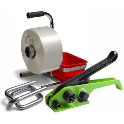 UNIPACK Univerzální páskovací set ALFA TEX - lehké aplikace Sada: Páska a spona šíře 13 mm, pevnost pásky v tahu je 375 kg, odvíječ H91, páskovač H 22 – HobbyKompas.cz