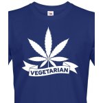 Bezvatriko Weed vegetarian Modrá Canvas pánské tričko s krátkým rukávem 1