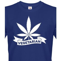 Bezvatriko.cz Weed vegetarian modrá Canvas pánské tričko s krátkým rukávem