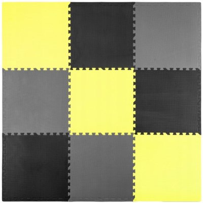 Divio Pěnový koberec MAXI 9 ks 180x180x1 cm šedo-černo-žlutý – Sleviste.cz
