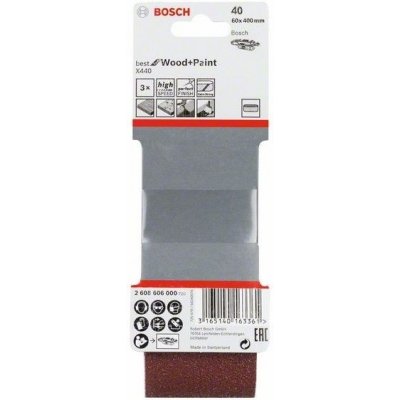 3x Brusný pás - brusivo pro pásové brusky Bosch Best for Wood and Paint X440 60x400mm, zr. 40 pro brusku Bosch PBS 60 a PBS 60 E Professional (2608606000) – Zboží Mobilmania