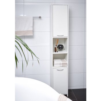 Goleto Koupelnová vysoká skříňka 185 x 30 x 30 cm bílá