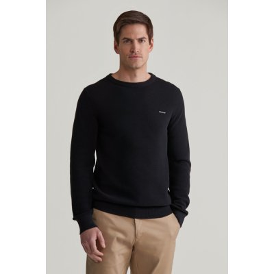 Gant svetr Cotton Pique C-neck černá – Zboží Dáma