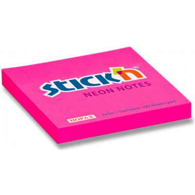 Hopax Stick'n Neon Notes - samolepicí bloček - růžový 76 x 76 mm – Hledejceny.cz