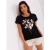 Dámská Trička RUE PARIS tričko s potiskem květin rv-bz-8950.89p black
