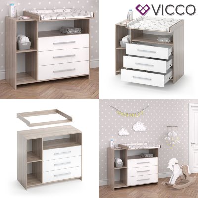 Vicco přebalovací pult Oskar Sonoma White 113x100x53 cm – Zbozi.Blesk.cz