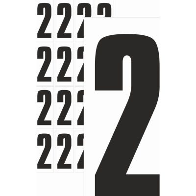 Čísla samolepící 2 černá samolepící vinylová fólie 75 mm písmo - aršík 4 ks – Zboží Dáma