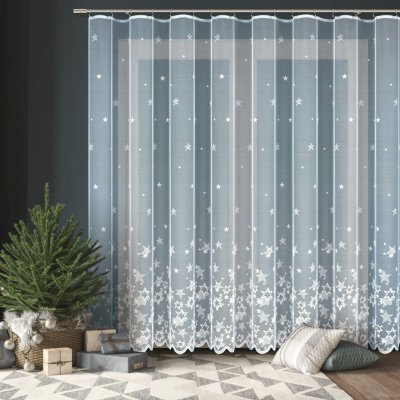 TextilCentrum kusová záclona HVĚZDY 12954, zimní, vánoční vzor, jednobarevná bílá, výška 170 cm x šířka 100 cm (na okno) – Hledejceny.cz