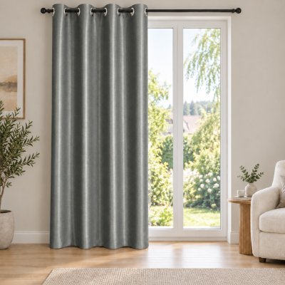 MyBestHome GOLD Zatemňovací závěs LUNERA s leskem grafitová s kroužky 140x250 cm – Hledejceny.cz