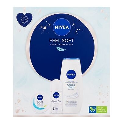 Nivea Feel Soft : sprchový gel Creme Soft 250 ml + antiperspirant roll-on Original Natural 50 ml + hydratační krém Soft 100 ml