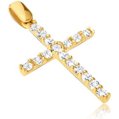 Šperky Eshop Přívěsek ze zlata 14K velký kříž se zirkony s tenkými tyčinkami S2GG03.15 – Zboží Mobilmania