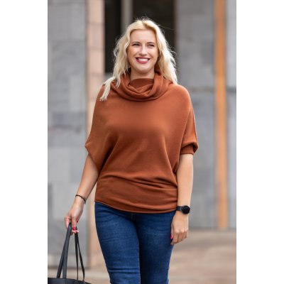 Italy fashion Elegantní svetr ANGELA Skořicová – Zbozi.Blesk.cz