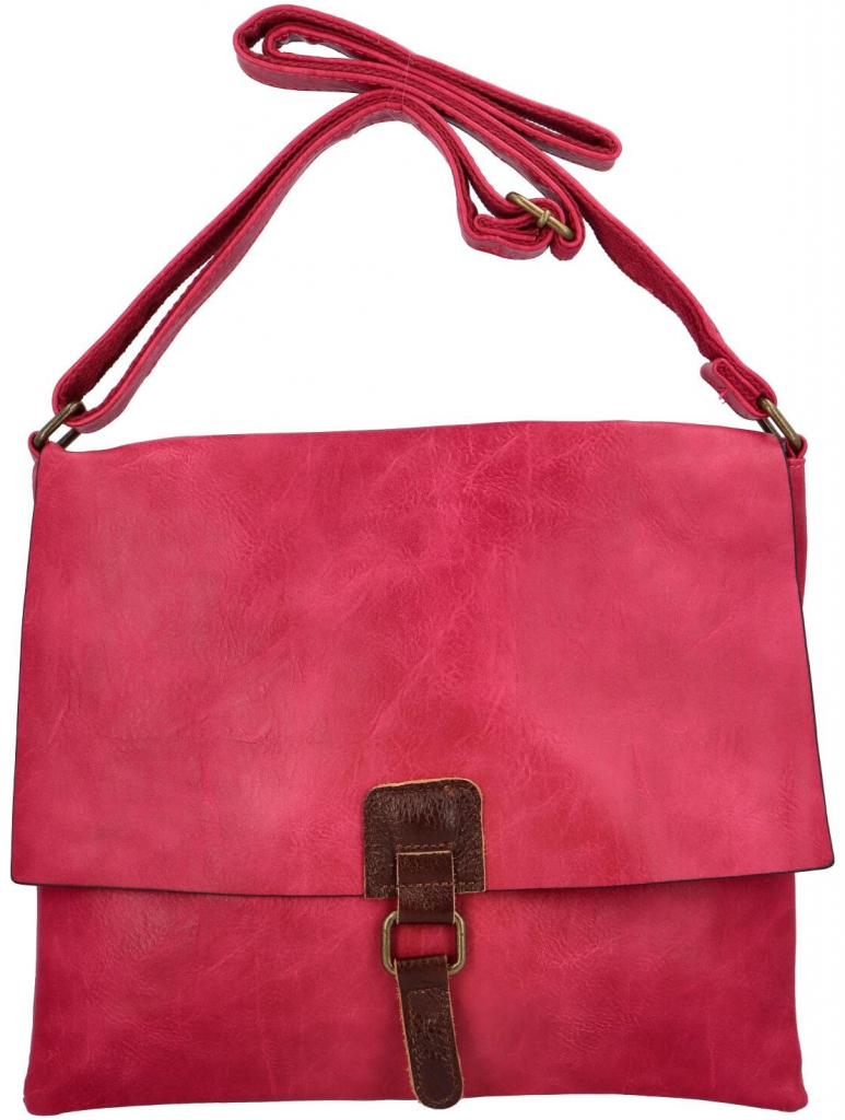 Stylová dámská koženková crossbody taška s klopou Sandra růžová
