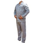 Xcena pánské pyžamo dlouhé propínací teplé kostka modré – Zboží Dáma