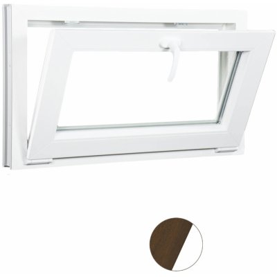 ALUPLAST Sklopné plastové okno dekor/bílé 100x70 Ořech/bílá, Dvojsklo Ug= 1,1 – Sleviste.cz