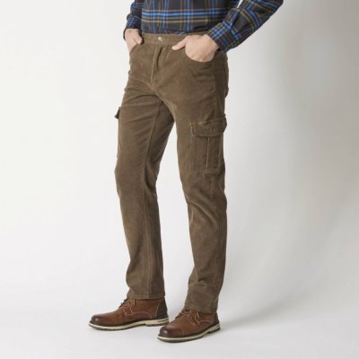 Manšestrové kalhoty s pružným pasem hnědošedé – Zboží Mobilmania