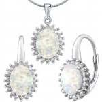 SILVEGO stříbrný opálový set šperků Troya náušnice a přívěsek LPSPS1368W