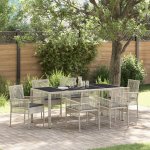 OMAXI 891198 Zahradní jídelní souprava 7 pcs Světle šedá Poly ratan – Hledejceny.cz