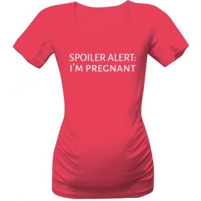 Tričko s potiskem spoiler alert: I'm pregnant dámské růžová