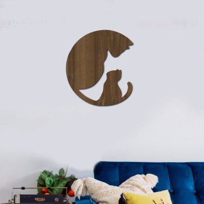dřevo života Dřevěný obraz s motivem kočky Rozměry (cm): 100, Barevný vzor: Ořech