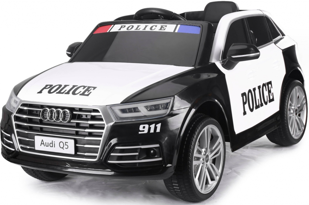 Beneo elektrické autíčko Audi Q5 Policejní 24 GHz DO 2 X motor jednomístné  USB SD karta Kožené sedadlo Eva kola orginal licence černá od 5 449 Kč -  Heureka.cz
