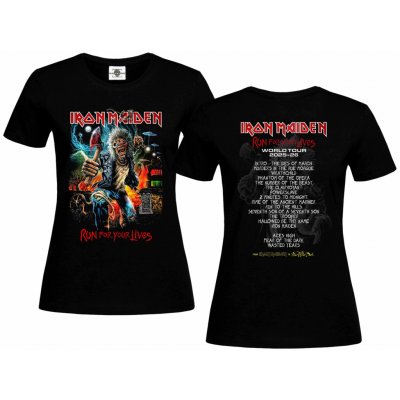Tričko Iron Maiden Run for your lives Tour 2025-26 Černá – Zboží Dáma