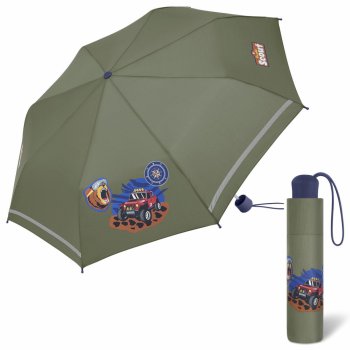 Scout Adventure chlapecký skládací deštník s reflexním páskem zelený