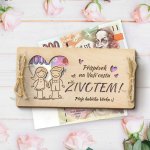 Dřevia Dárková obálka na peníze - Srdce - Příspěvek na Vaši cestu životem! s věnováním – Zboží Živě