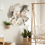 INSPIO 9273f Samolepky na zeď - Hnědý kůň v boho stylu, velikost 90 x 100 cm – Zboží Dáma