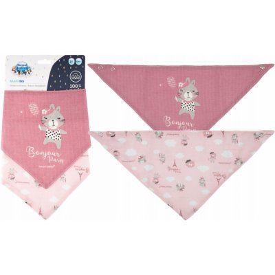 Canpol babies Mušelínový slintáček Bonjour Paris 2 ks Růžový – Zboží Dáma