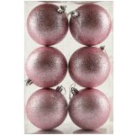 DECOLED Sada vánočních ozdob růžová glitter 8 cm plastové koule, balení 6 ks – Hledejceny.cz