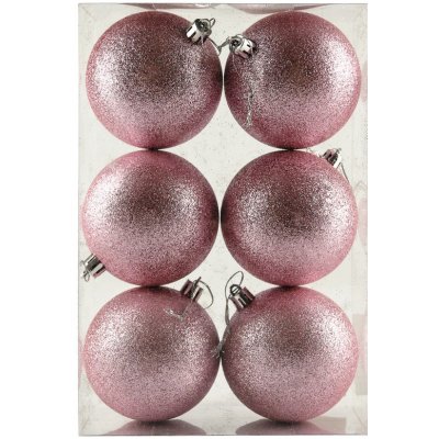 DECOLED Sada vánočních ozdob růžová glitter 8 cm plastové koule, balení 6 ks – Hledejceny.cz
