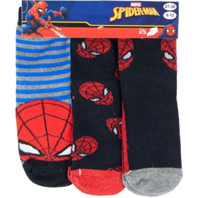 Spiderman Chlapecké ponožky 3pack Navy modrá/Šedá – Zboží Mobilmania