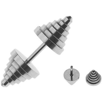 Šperky eshop ocelový fake plug do ucha ve tvaru stupňovitě seřezaného kužele AA44.10 – Zboží Dáma