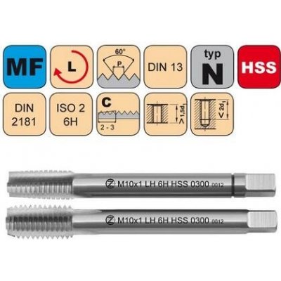 NÁSTROJE CZ Sadový závitník M8x1 I+III SADA LH ISO2 HSS DIN 2181 LEVÝ - 0300L - CZZ0300L-M8X1-SD-ISO2 – Hledejceny.cz