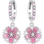 GRACE Silver Jewellery Stříbrné visací náušnice Sakura s růžovými květy E-OTE4221/380 Růžová – Hledejceny.cz