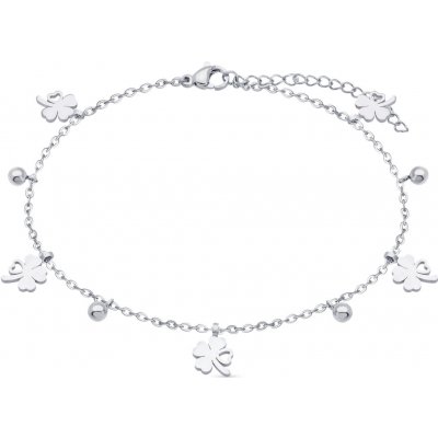biju Řetízek na nohu s čtyřlístky a kuličkami 3002158 – Zboží Dáma