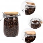 Skleněná nádoba dóza 1000ml 16cm s dřevěným těsnícím víčkem – Hledejceny.cz