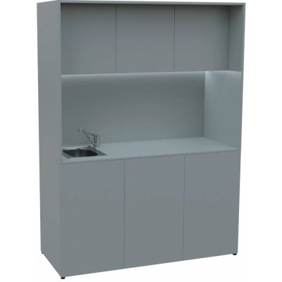 KUCH - CUBE PLUS 3 kuchyňka, vybavení - dřez + baterie, 2000x1480x600 mm, LED osvětlení, dvířka, šedá – Hledejceny.cz