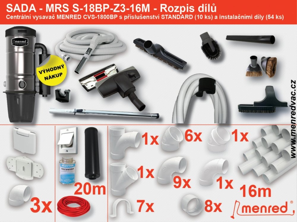 centrální vysavač MENRED CVS-1800BP STANDARD | Srovnanicen.cz