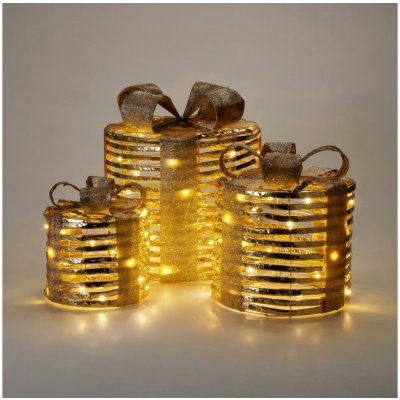 Koopman SADA 3x LED Vánoční dekorace 90xLED/2xAA + 3xAA + 3xAA teplá bílá dárky/zlatá AMZ141620 – Hledejceny.cz