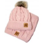 Baby Nellys Zimní pletená čepice s bambulí komínek starorůžová – Zboží Dáma