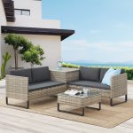FurniGO Ratanová sestava Santorini šedá – Hledejceny.cz